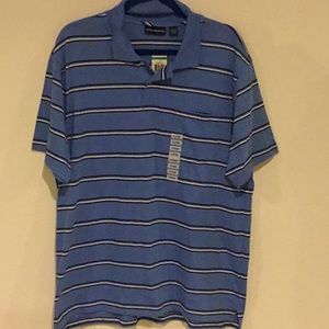 John Ashford Men’s Blue Striped POLO Sz LG NWT